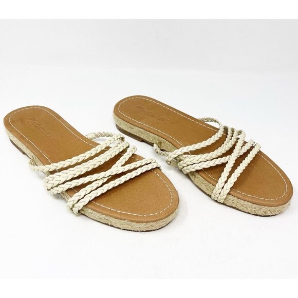 Madewell Kathryn Beige/Natural Braided Leather Espadrilles Slide Sandals Size 7M - Picture 1 of 6